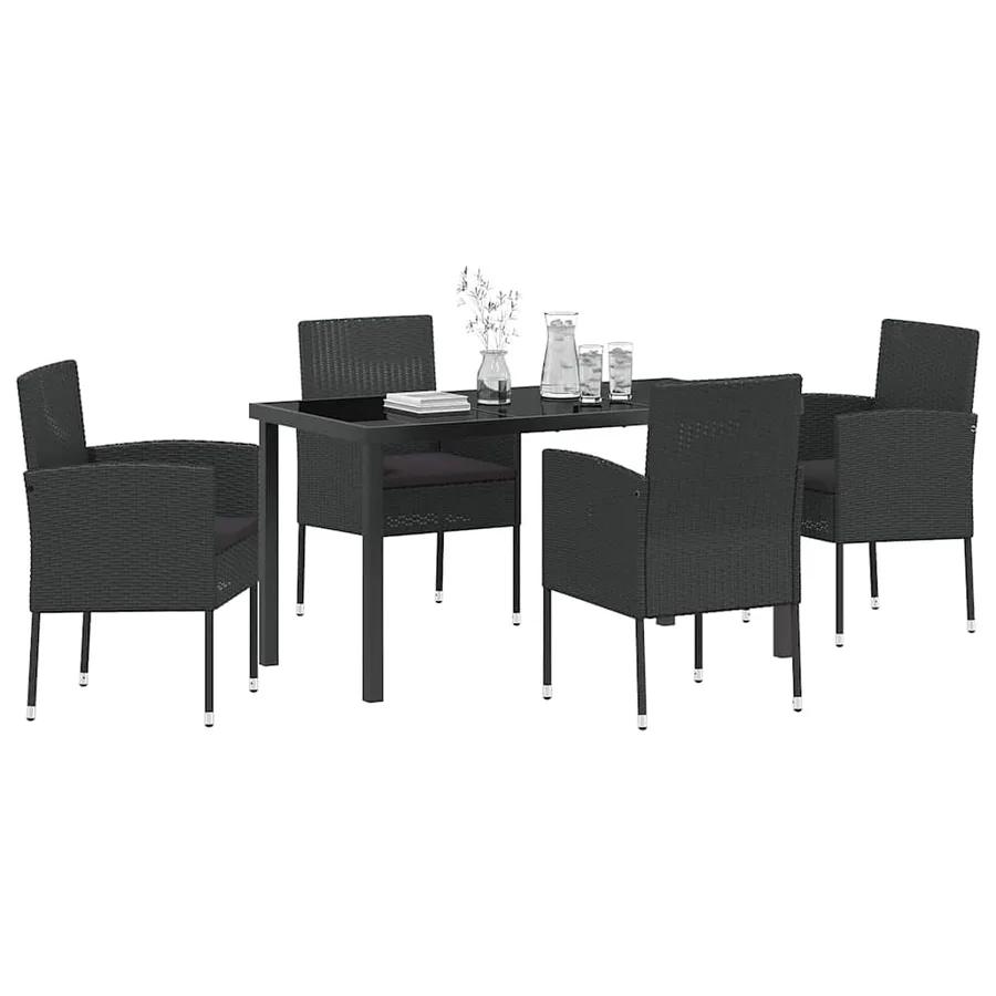 Ensemble de salle à manger pour jardin 5 pcs Noir polyrotin - 3