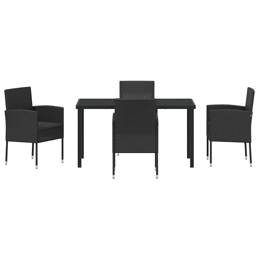Ensemble de salle à manger pour jardin 5 pcs Noir polyrotin - 7