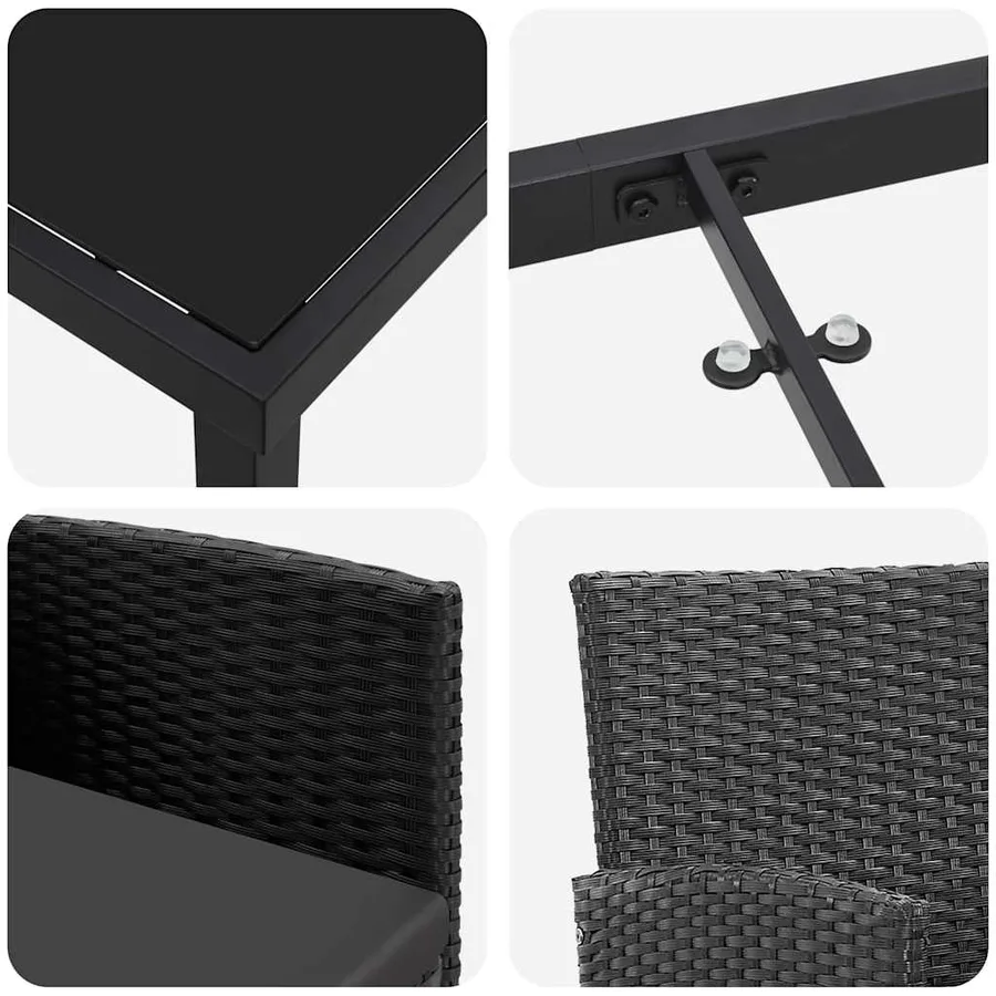 Ensemble de salle à manger pour jardin 5 pcs Noir polyrotin - 9