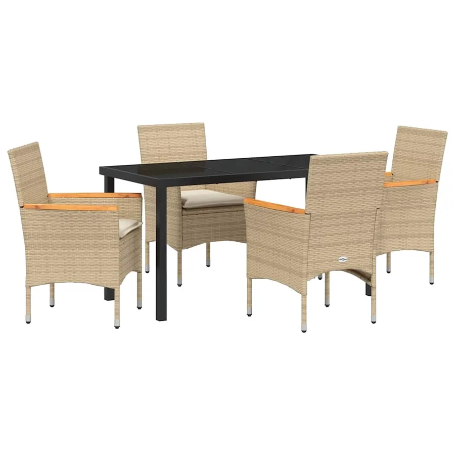 Ensemble de salle à manger pour jardin 5 pcs Beige polyrotin - 2
