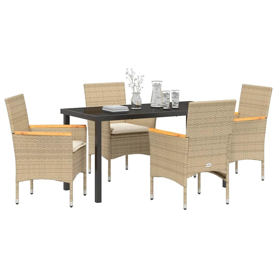 Ensemble de salle à manger pour jardin 5 pcs Beige polyrotin - 3