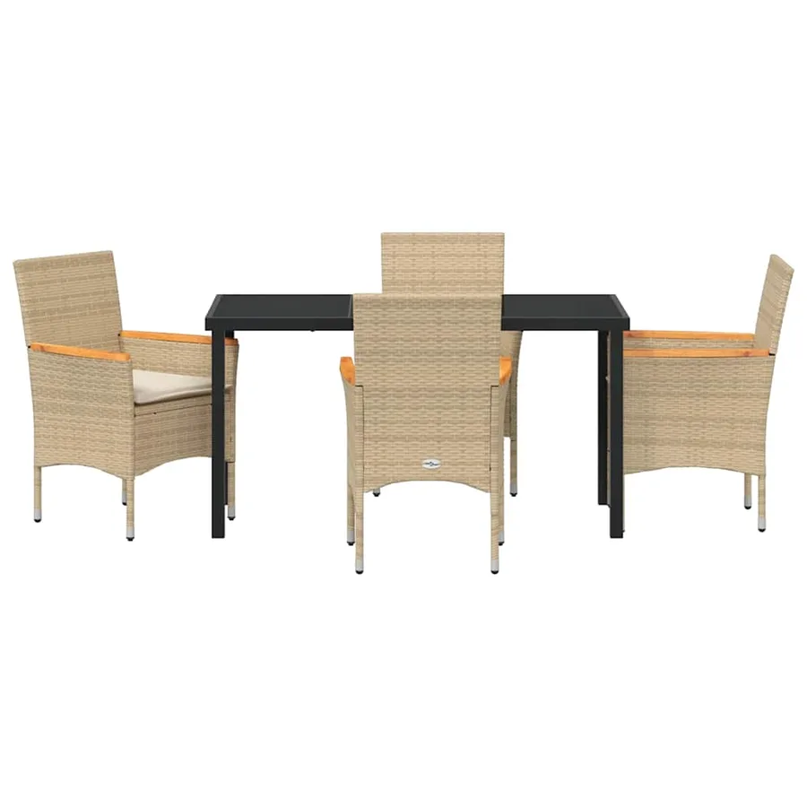 Ensemble de salle à manger pour jardin 5 pcs Beige polyrotin - 7