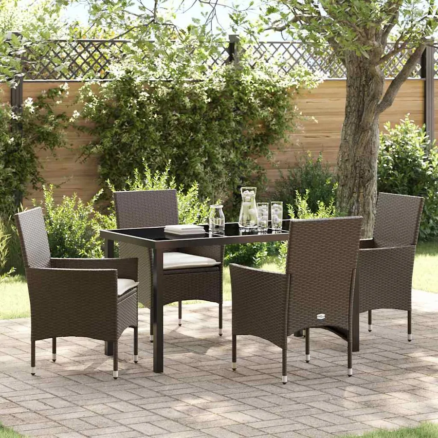 Ensemble de salle à manger pour jardin 5 pcs Marron polyrotin