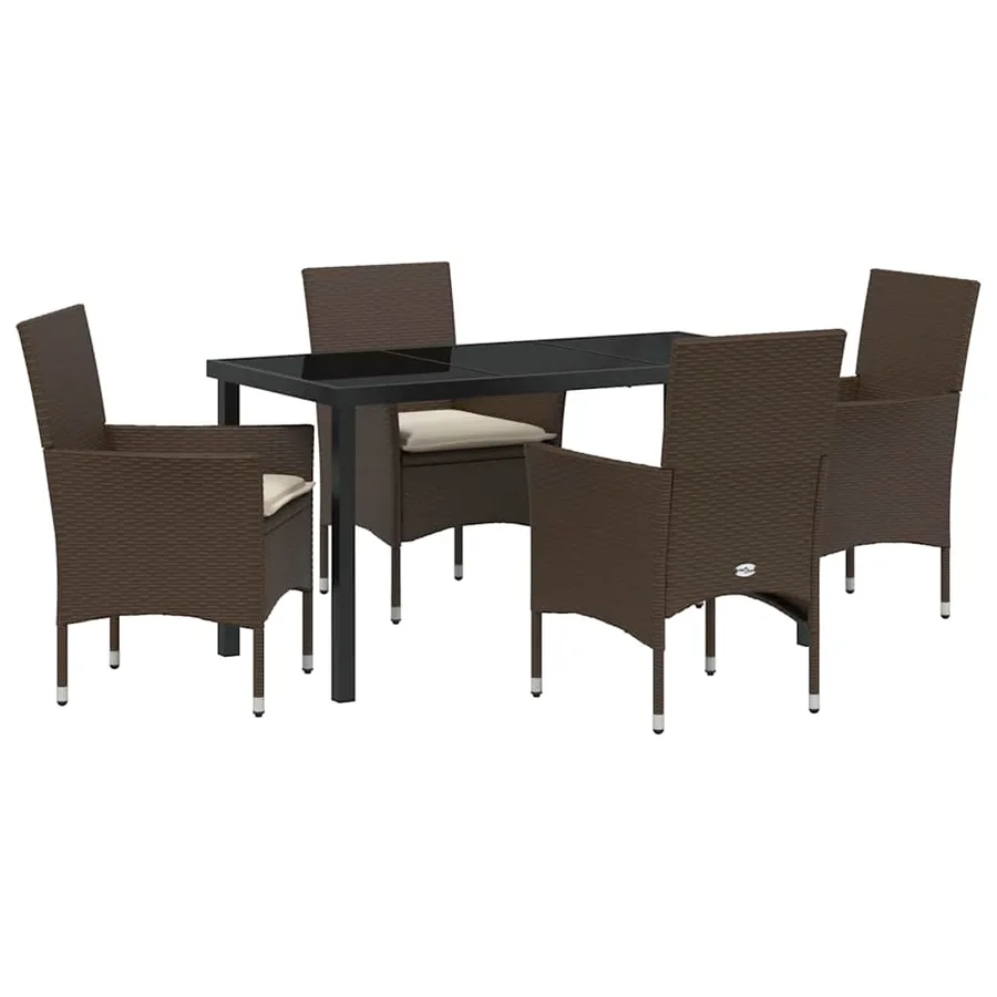 Ensemble de salle à manger pour jardin 5 pcs Marron polyrotin - 2