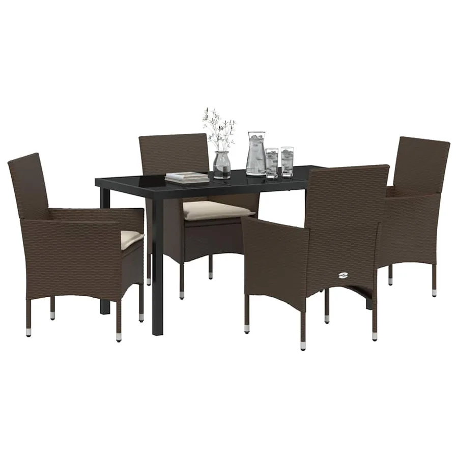 Ensemble de salle à manger pour jardin 5 pcs Marron polyrotin - 3