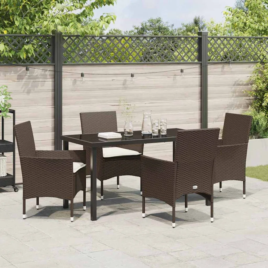 Ensemble de salle à manger pour jardin 5 pcs Marron polyrotin - 4