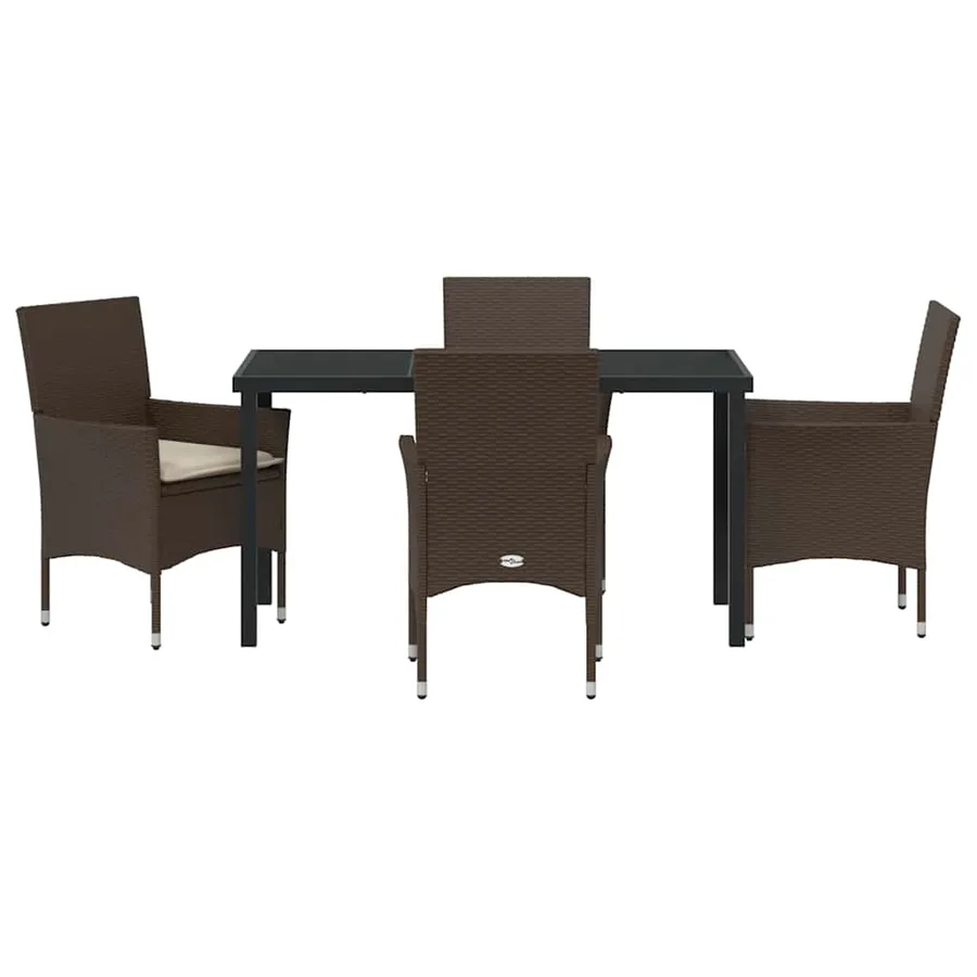 Ensemble de salle à manger pour jardin 5 pcs Marron polyrotin - 7