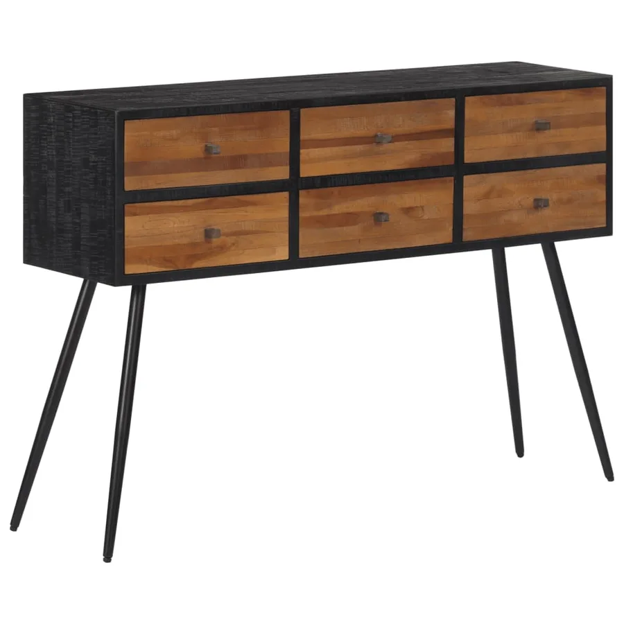 Table console avec tiroirs 116x30x76 cm teck massif récupéré - 12
