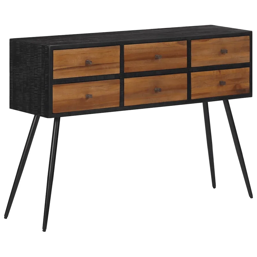 Table console avec tiroirs 116x30x76 cm teck massif récupéré - 13