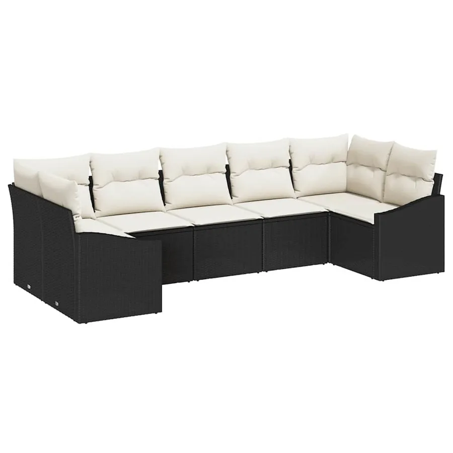 Ensemble de Canapés avec coussin 7 pcs Noir polyrotin - 2
