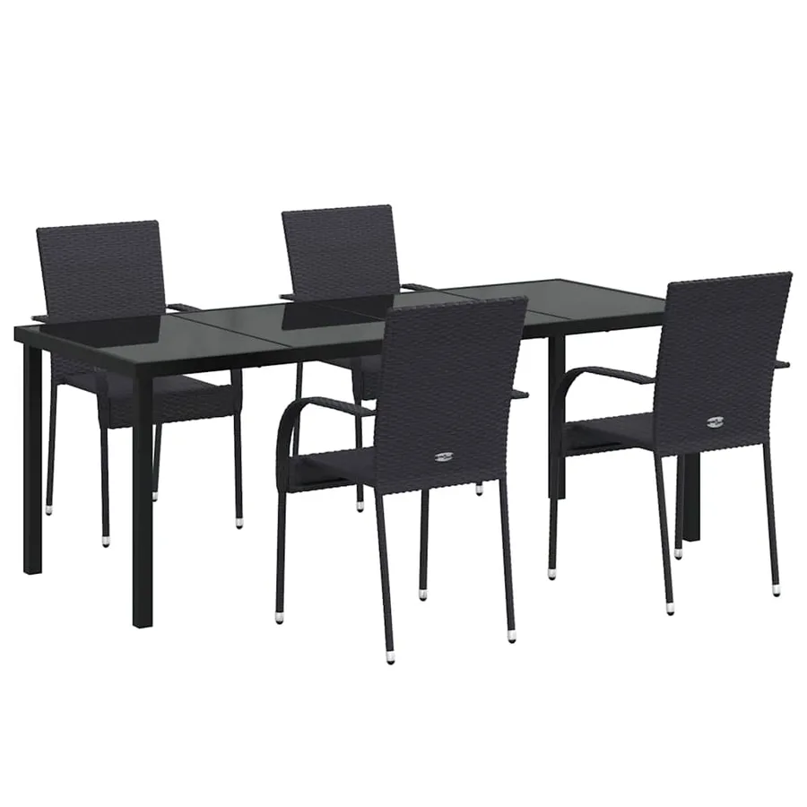 Ensemble de salle à manger pour jardin 5 pcs Noir - 2