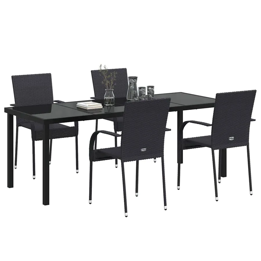 Ensemble de salle à manger pour jardin 5 pcs Noir - 3