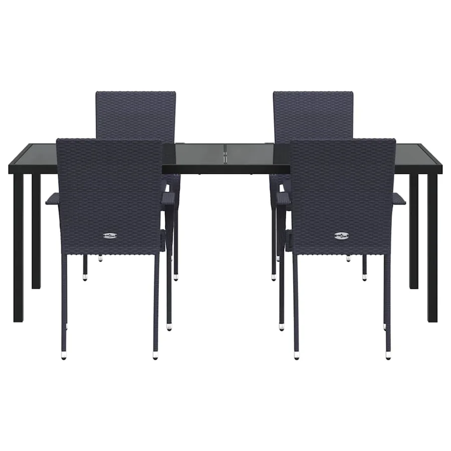 Ensemble de salle à manger pour jardin 5 pcs Noir - 7