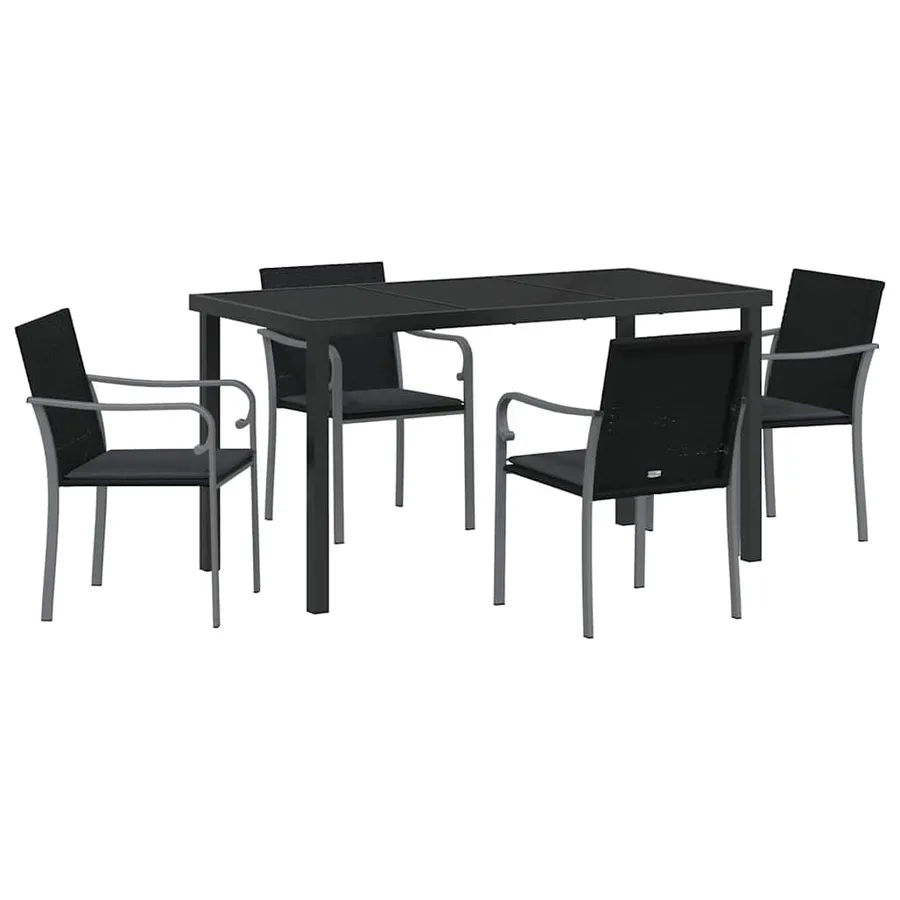 Ensemble de salle à manger pour jardin 5 pcs Noir et gris - 2