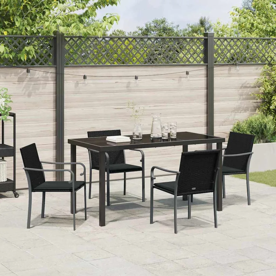 Ensemble de salle à manger pour jardin 5 pcs Noir et gris - 4
