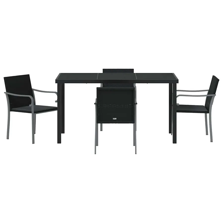 Ensemble de salle à manger pour jardin 5 pcs Noir et gris - 7