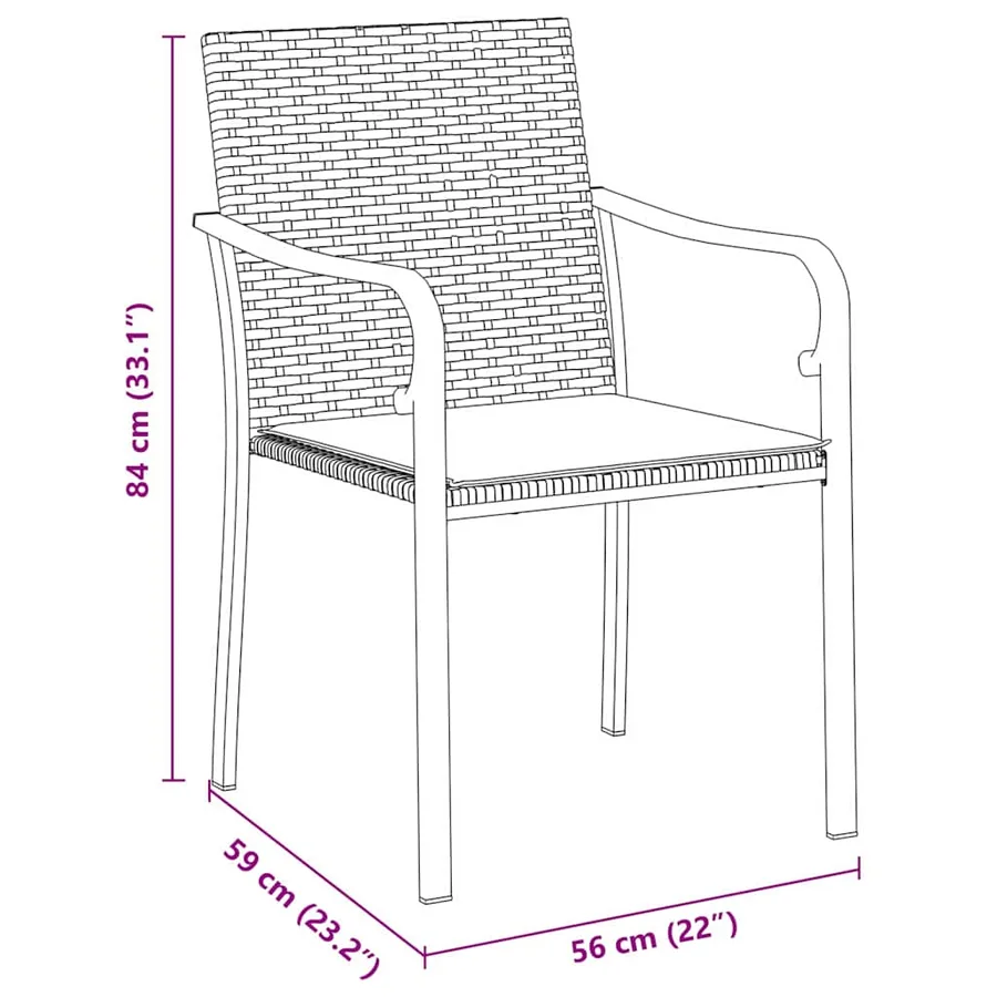 Ensemble de salle à manger pour jardin 5 pcs Noir et gris - 8