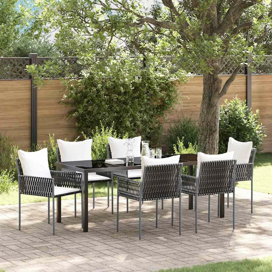 Ensemble de salle à manger pour jardin 7 pcs Marron et Noir