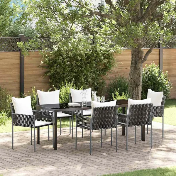 Ensemble de salle à manger pour jardin 7 pcs Marron et Noir