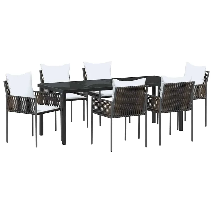Ensemble de salle à manger pour jardin 7 pcs Marron et Noir - 2