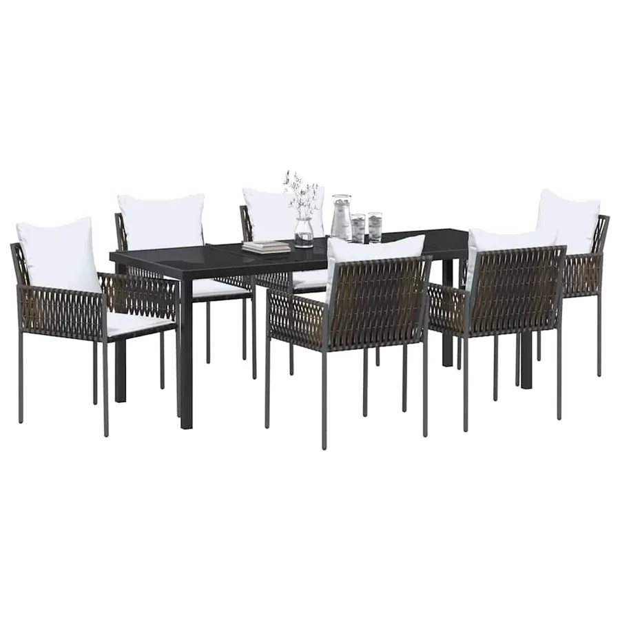Ensemble de salle à manger pour jardin 7 pcs Marron et Noir - 3