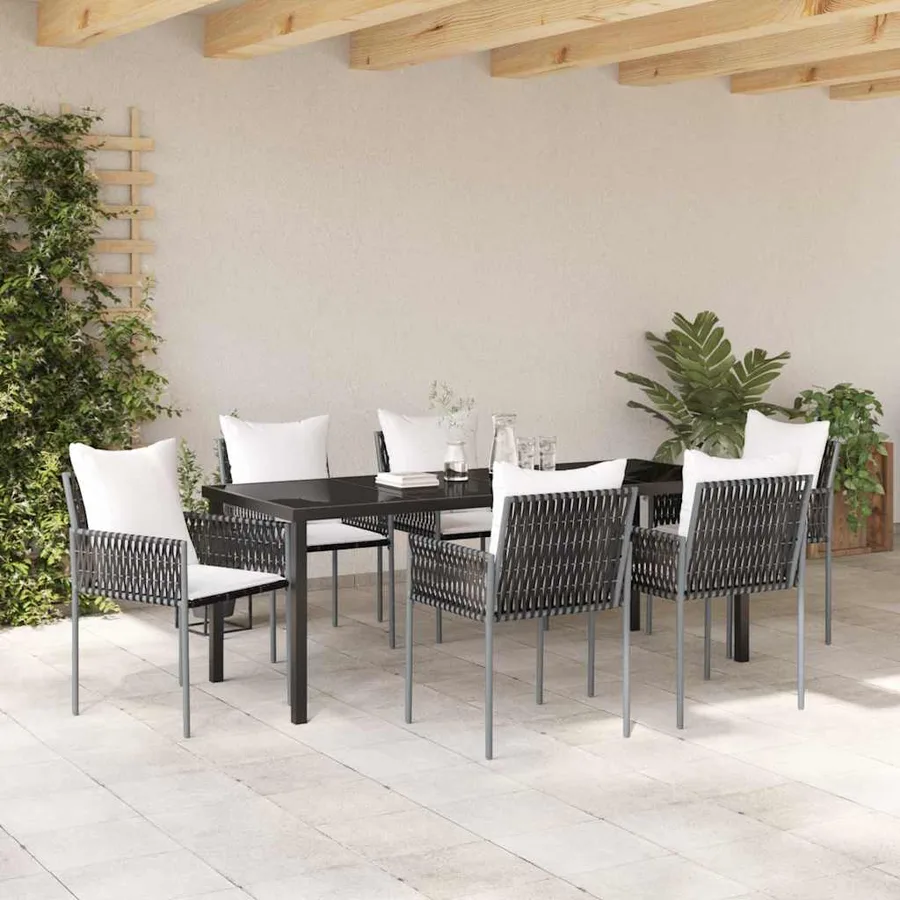 Ensemble de salle à manger pour jardin 7 pcs Marron et Noir - 4