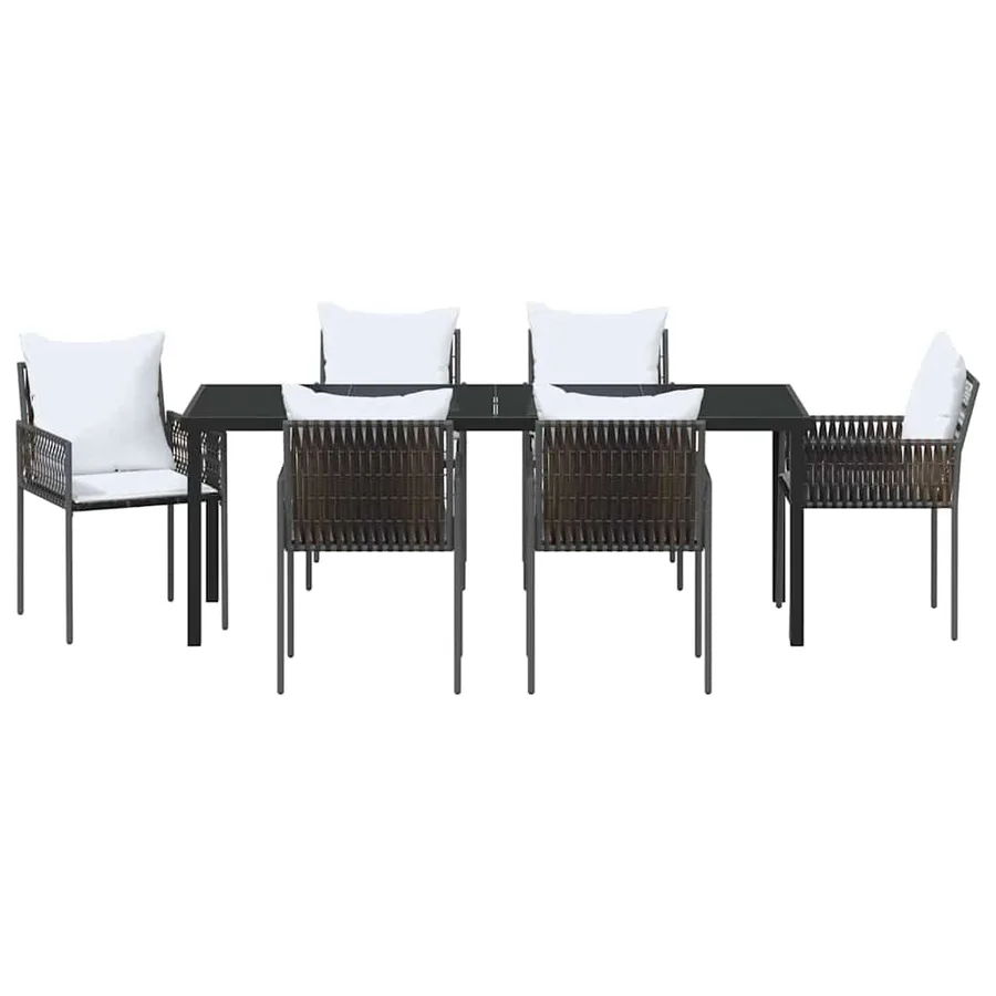 Ensemble de salle à manger pour jardin 7 pcs Marron et Noir - 7