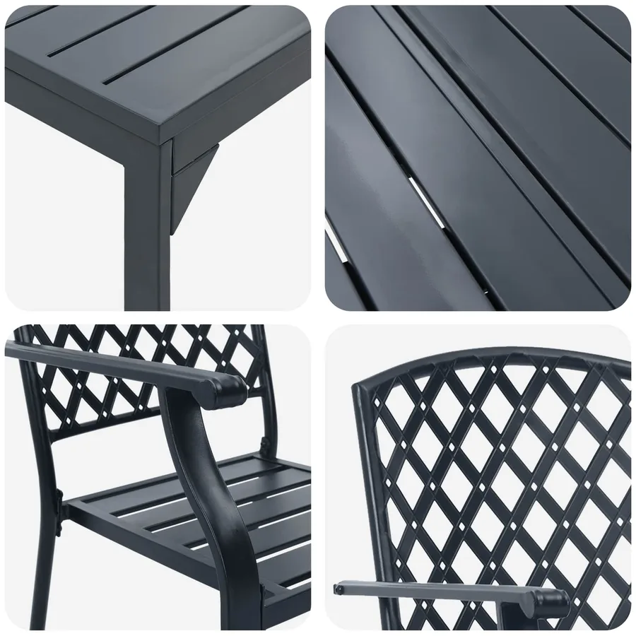 Ensemble de salle à manger pour jardin 9 pcs Anthracite Acier - 9