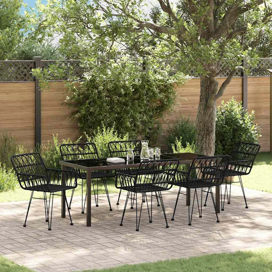Ensemble de salle à manger pour jardin 7 pcs Noir
