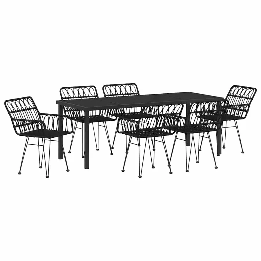 Ensemble de salle à manger pour jardin 7 pcs Noir - 2