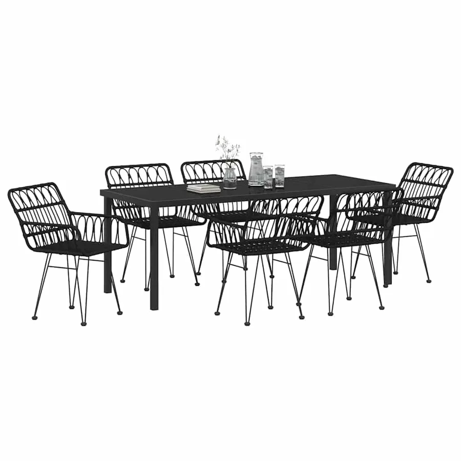 Ensemble de salle à manger pour jardin 7 pcs Noir - 3