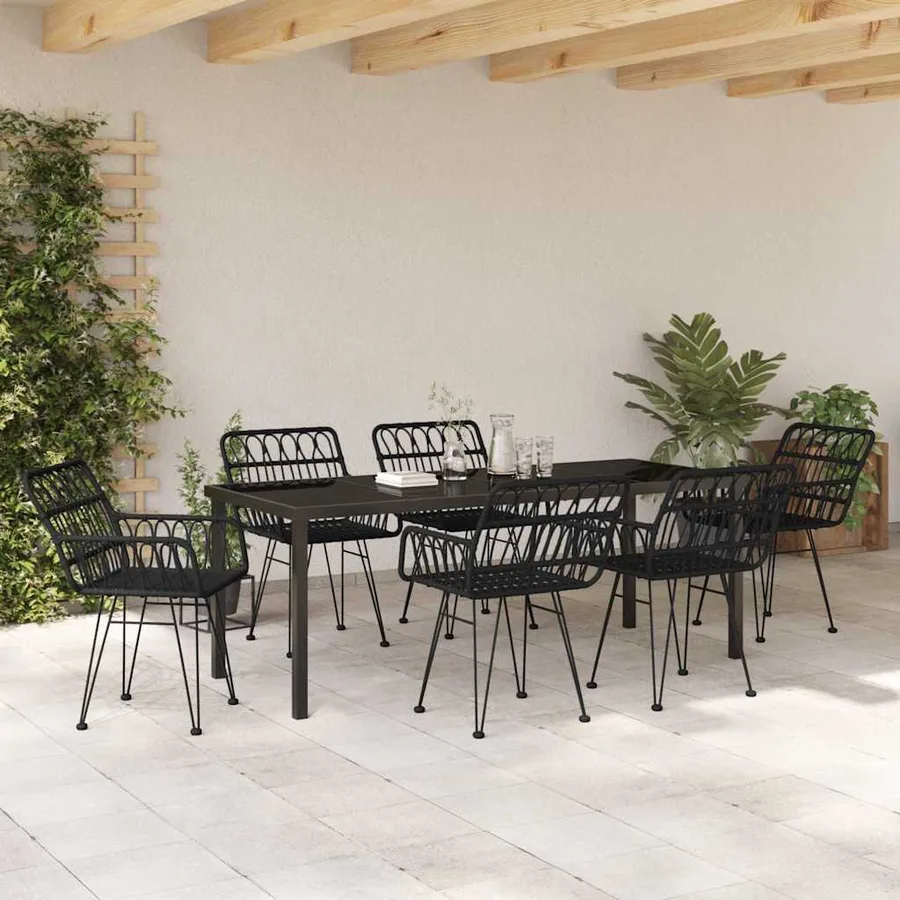 Ensemble de salle à manger pour jardin 7 pcs Noir - 4