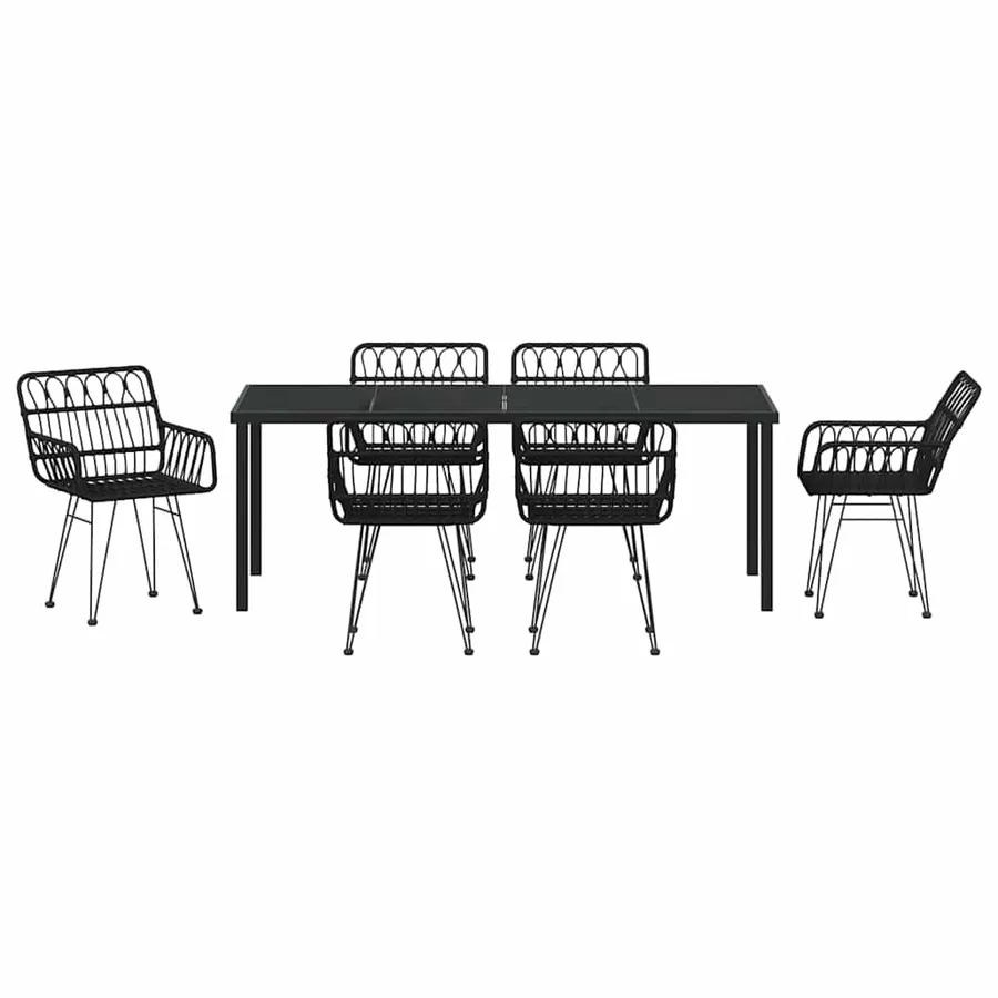 Ensemble de salle à manger pour jardin 7 pcs Noir - 7