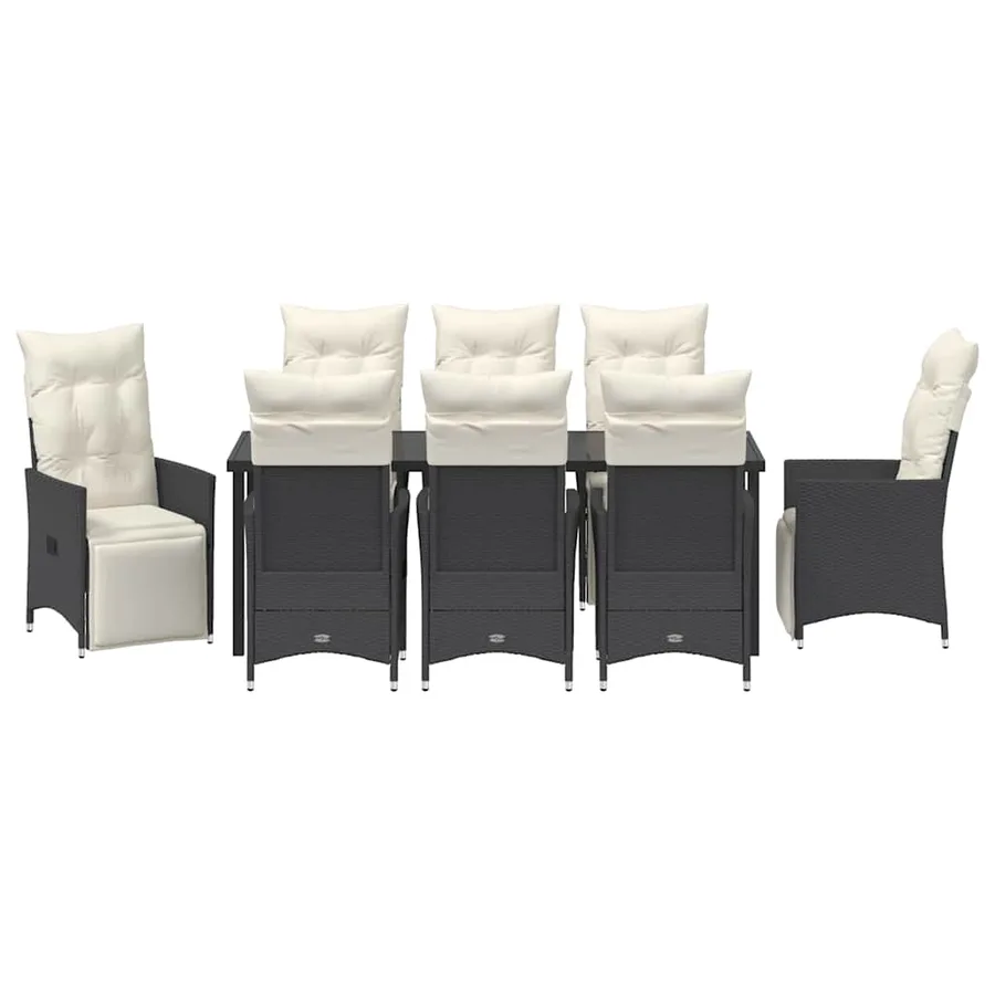 Ensemble de salle à manger pour jardin 9 pcs Noir polyrotin - 7