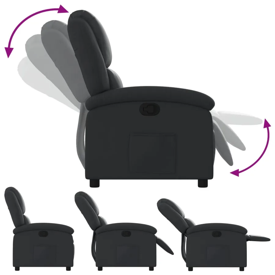Fauteuil inclinable noir cuir véritable - 4
