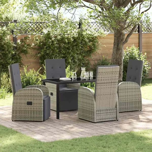 Ensemble de salle à manger pour jardin 5 pcs Gris polyrotin