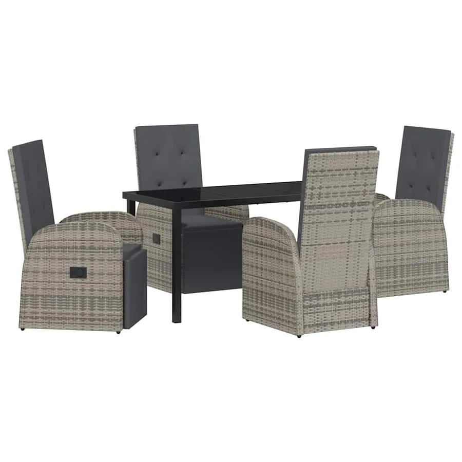 Ensemble de salle à manger pour jardin 5 pcs Gris polyrotin - 2