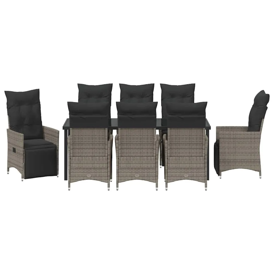 Ensemble de salle à manger pour jardin 9 pcs Gris polyrotin - 7