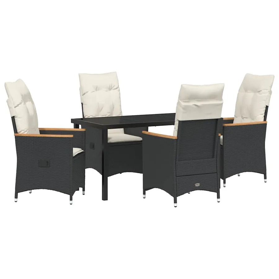 Ensemble de salle à manger pour jardin 5 pcs Noir polyrotin - 2