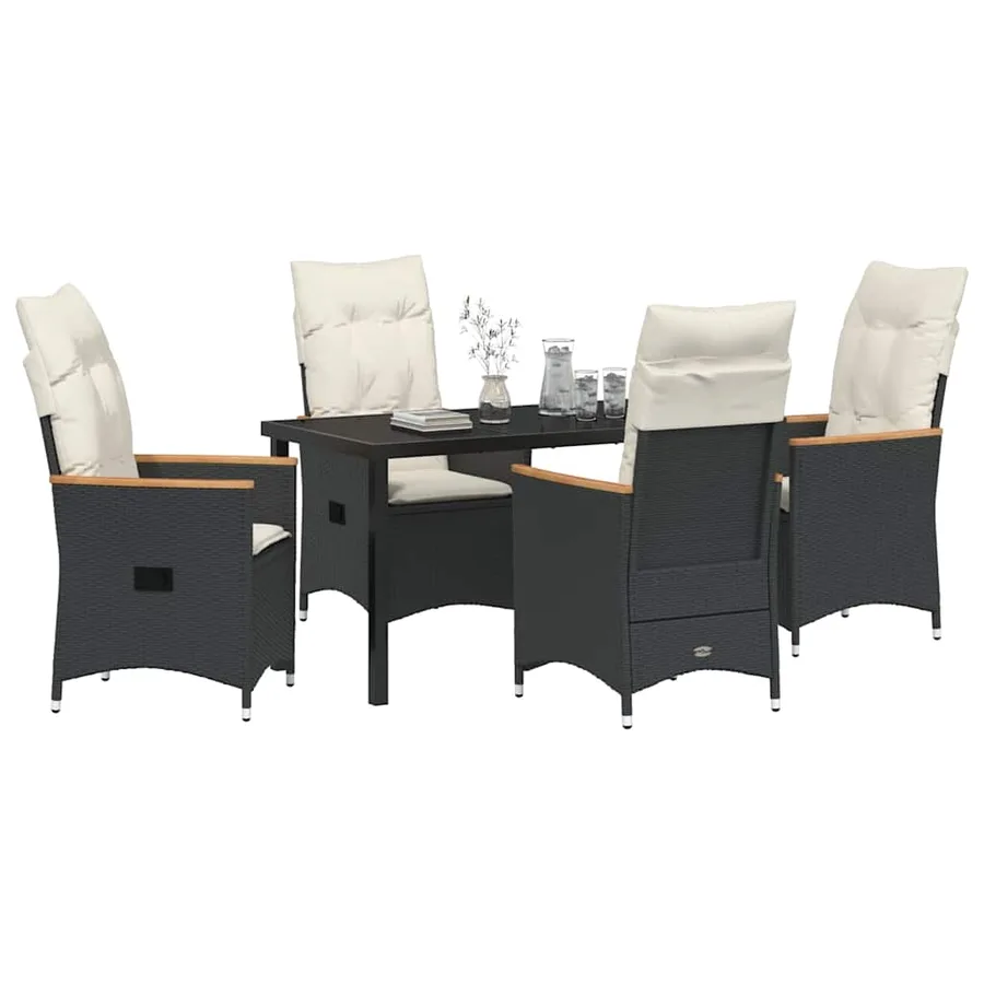 Ensemble de salle à manger pour jardin 5 pcs Noir polyrotin - 3