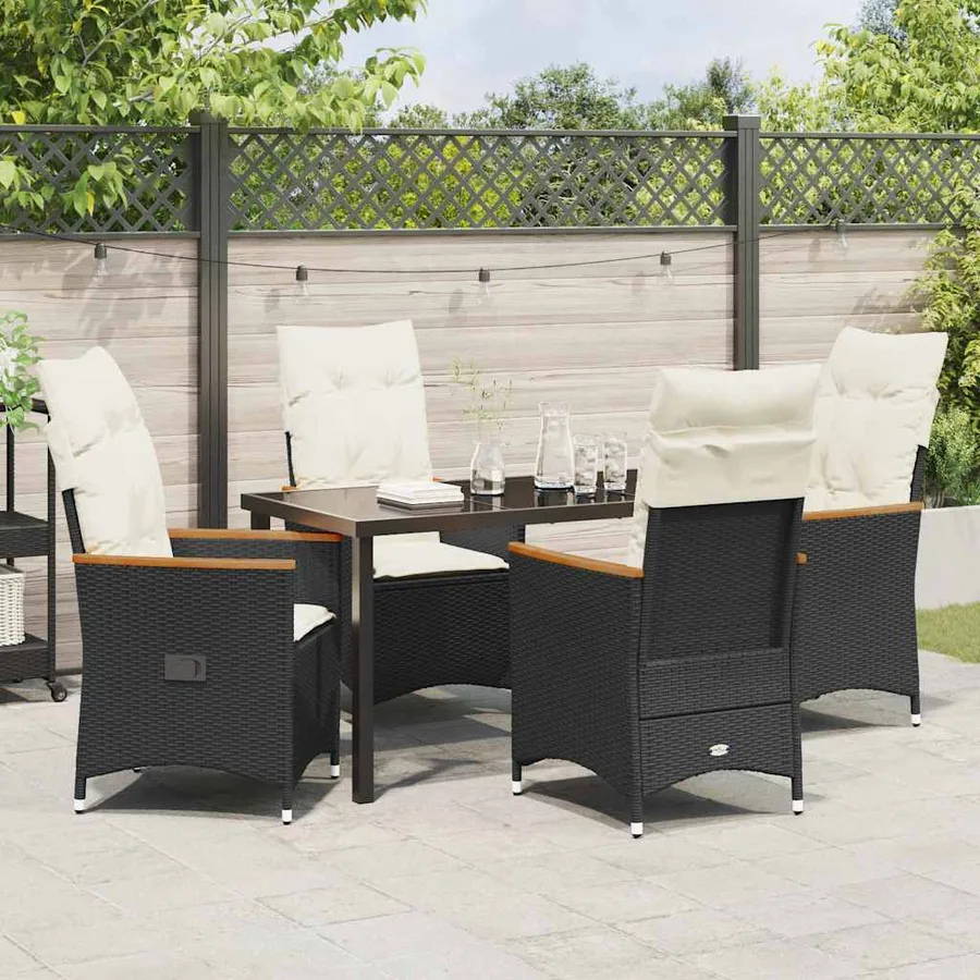 Ensemble de salle à manger pour jardin 5 pcs Noir polyrotin - 4