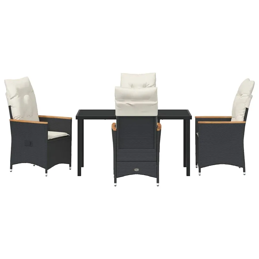 Ensemble de salle à manger pour jardin 5 pcs Noir polyrotin - 7
