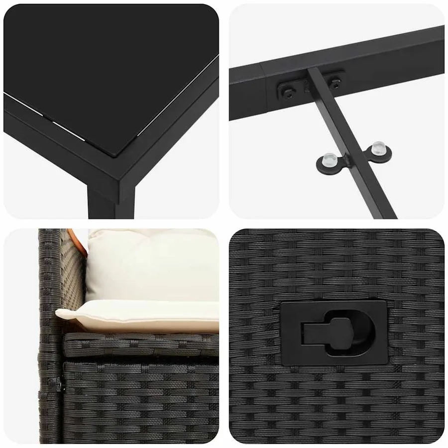 Ensemble de salle à manger pour jardin 5 pcs Noir polyrotin - 9