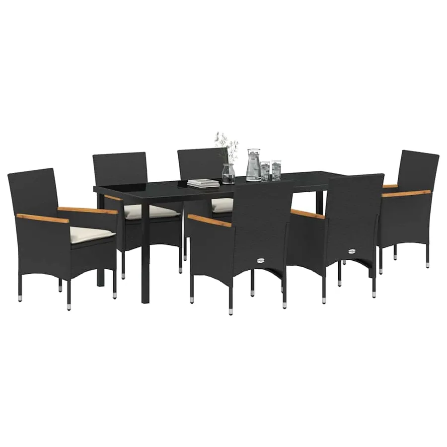Ensemble de salle à manger pour jardin 7 pcs Noir polyrotin - 3