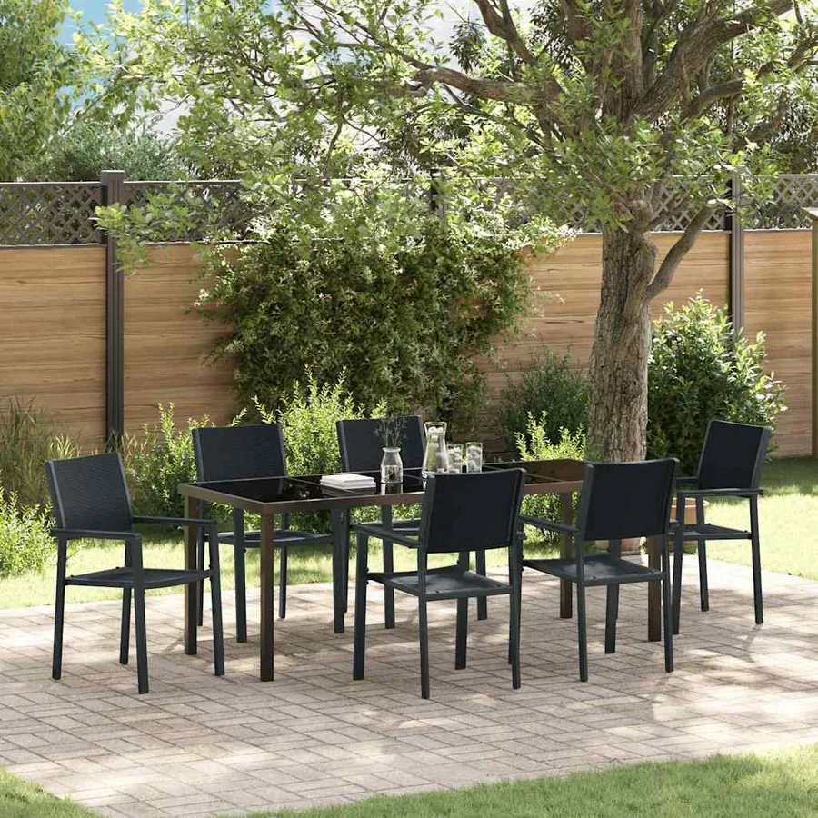 Ensemble de salle à manger pour jardin 7 pcs Noir