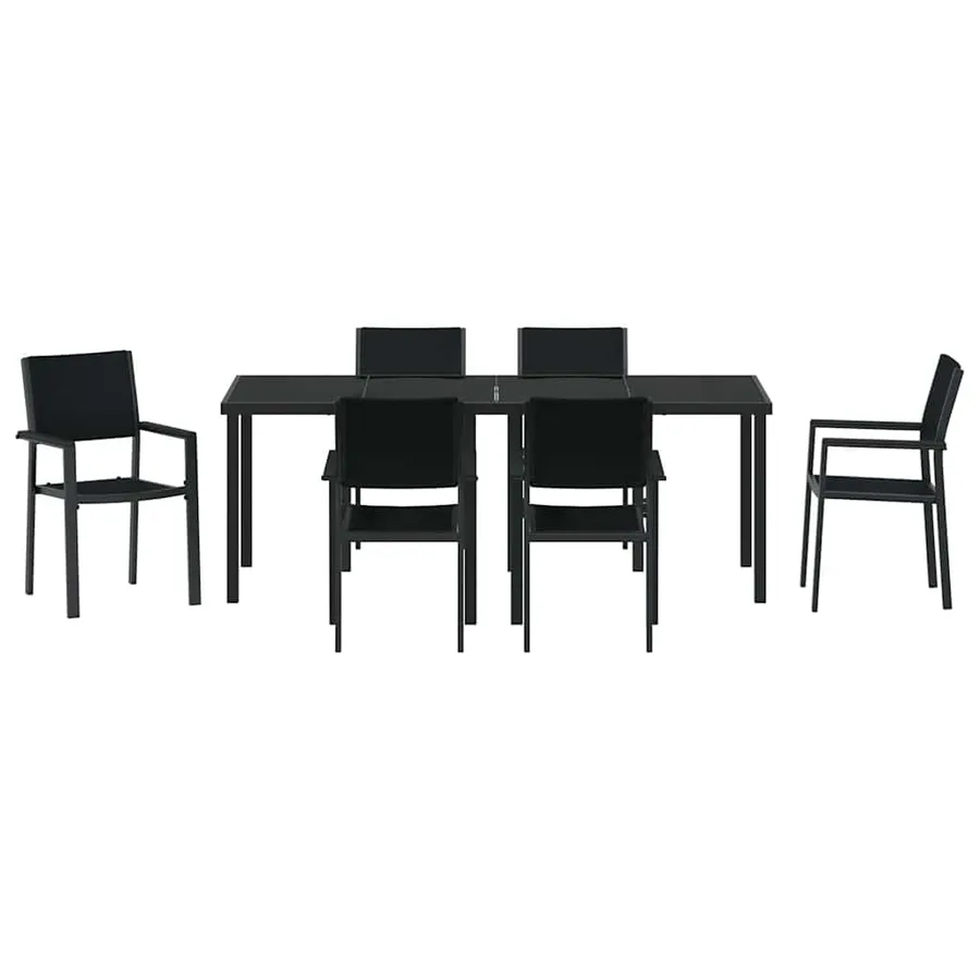 Ensemble de salle à manger pour jardin 7 pcs Noir - 7