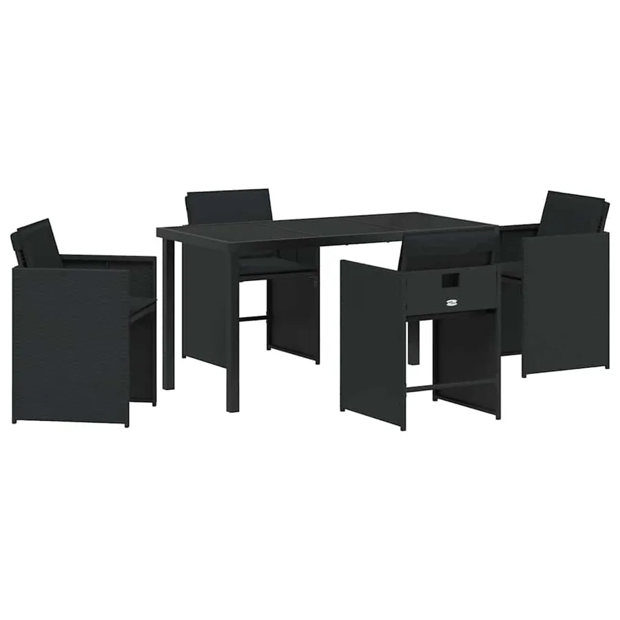 Ensemble de salle à manger pour jardin 5 pcs Noir polyrotin - 2