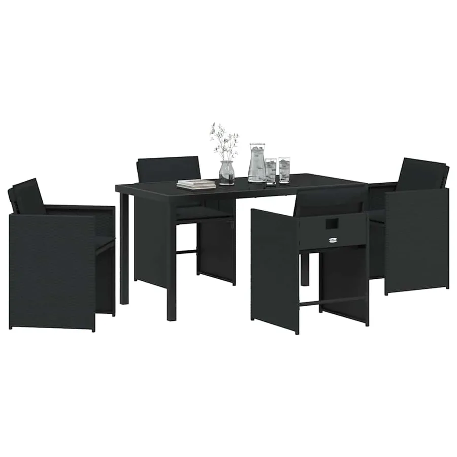 Ensemble de salle à manger pour jardin 5 pcs Noir polyrotin - 3