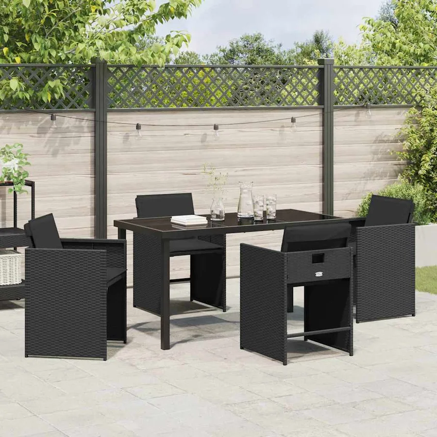 Ensemble de salle à manger pour jardin 5 pcs Noir polyrotin - 4