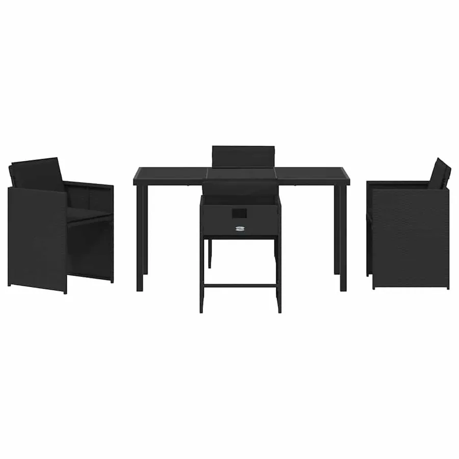 Ensemble de salle à manger pour jardin 5 pcs Noir polyrotin - 7